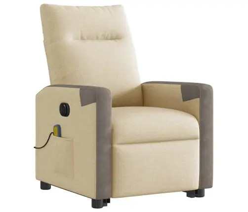 Atsistojantis Elektrinis Masažinis Krėslas, Kreminis, Audinys