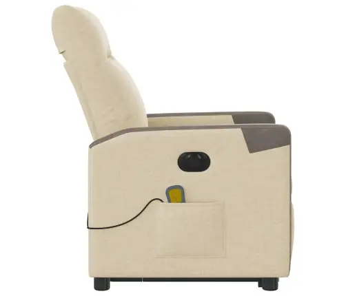 Atsistojantis Elektrinis Masažinis Krėslas, Kreminis, Audinys