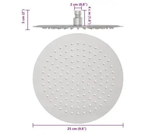 Lietaus Dušo Galvutė, 25cm Nerūdijantis Plienas 304, Apskrita