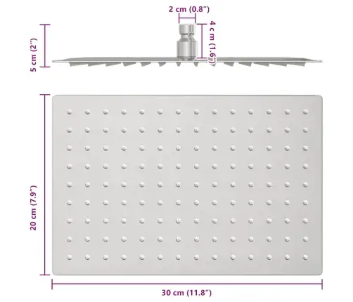 Vihmadušipea Roostevaba Teras 304 30X20 Cm Ristkülikukujuline