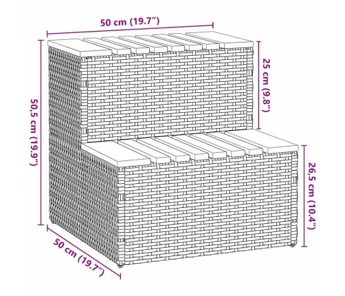 Mullivann Step Beež 50X50X50,5 Cm Polürotangist Ja Akaatsiast