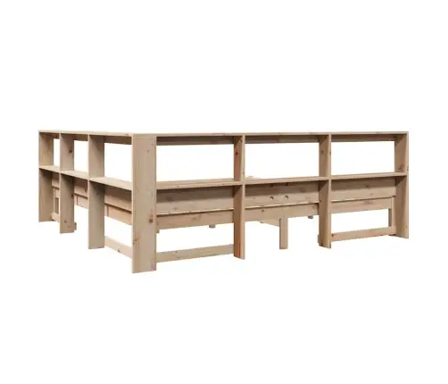 Gulta Ar Grāmatu Plauktu, Bez Matrača, 200X200 Cm, Priedes Koks Vidaxl