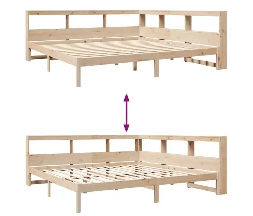 Gulta Ar Grāmatu Plauktu, Bez Matrača, 200X200 Cm, Priedes Koks Vidaxl