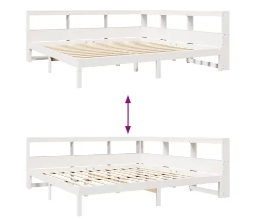 Gulta Ar Grāmatu Plauktu, Bez Matrača, 200X200 Cm, Priedes Koks Vidaxl