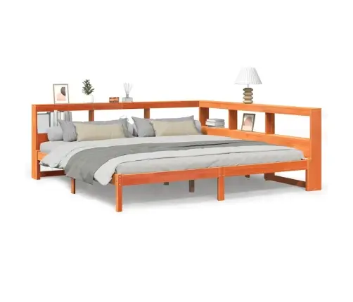 Gulta Ar Grāmatu Plauktu, Bez Matrača, 200X200 Cm, Priedes Koks Vidaxl