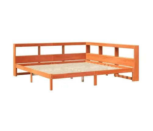 Gulta Ar Grāmatu Plauktu, Bez Matrača, 200X200 Cm, Priedes Koks Vidaxl