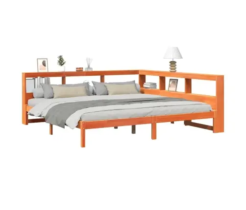 Gulta Ar Grāmatu Plauktu, Bez Matrača, 180X200 Cm, Priedes Koks Vidaxl