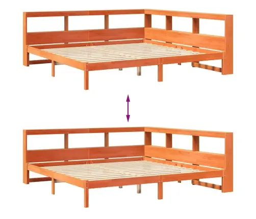 Gulta Ar Grāmatu Plauktu, Bez Matrača, 180X200 Cm, Priedes Koks Vidaxl