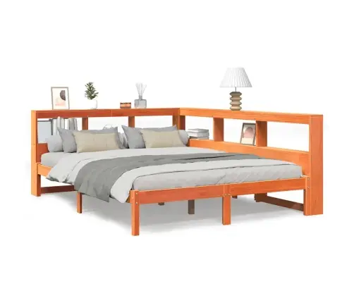 Gulta Ar Grāmatu Plauktu, Bez Matrača, 160X200 Cm, Priedes Koks Vidaxl