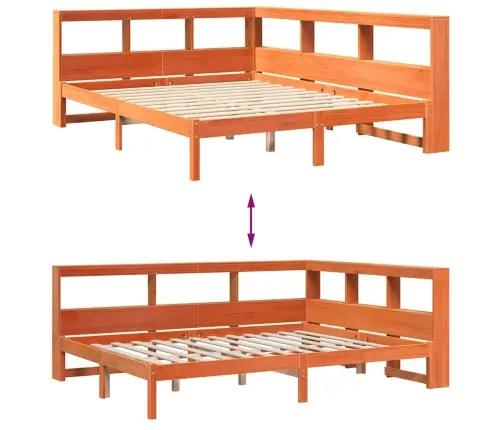 Gulta Ar Grāmatu Plauktu, Bez Matrača, 160X200 Cm, Priedes Koks Vidaxl