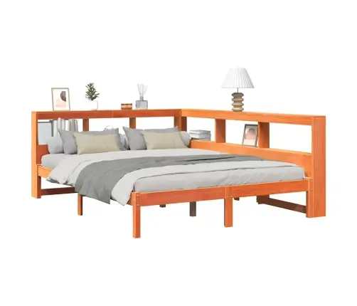 Riiuliga Voodi Ilma Madratsita, Vahapruun, 150X200cm Männipuit