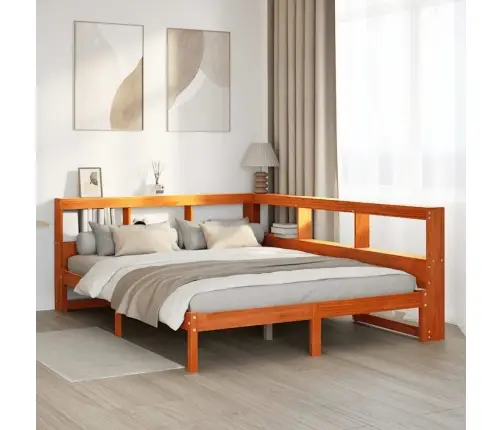 Riiuliga Voodi Ilma Madratsita, Vahapruun, 150X200cm Männipuit