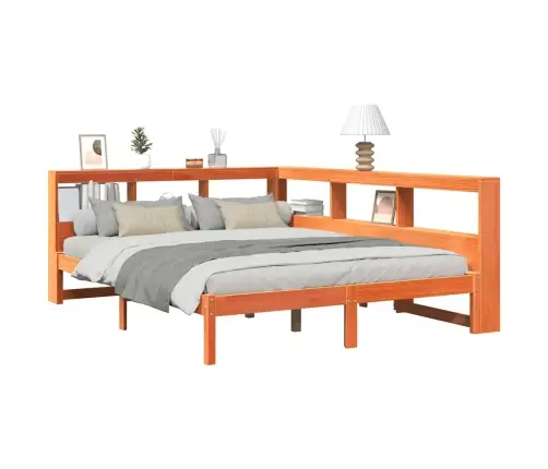 Gulta Ar Grāmatu Plauktu, Bez Matrača, 140X200 Cm, Priedes Koks Vidaxl