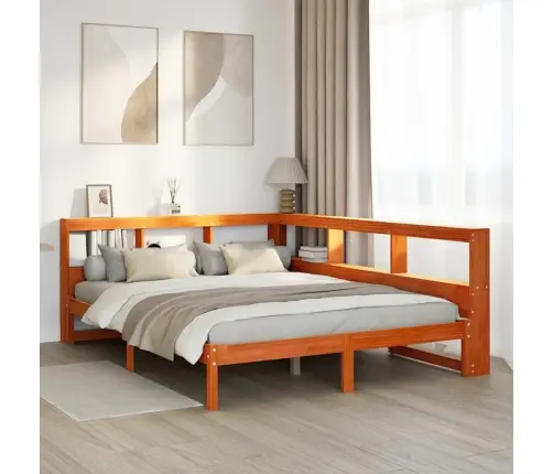 Gulta Ar Grāmatu Plauktu, Bez Matrača, 140X200 Cm, Priedes Koks Vidaxl