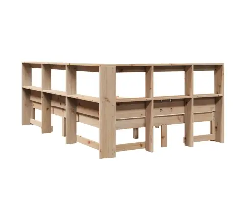 Gulta Ar Grāmatu Plauktu, Bez Matrača, 120X200 Cm, Priedes Koks Vidaxl