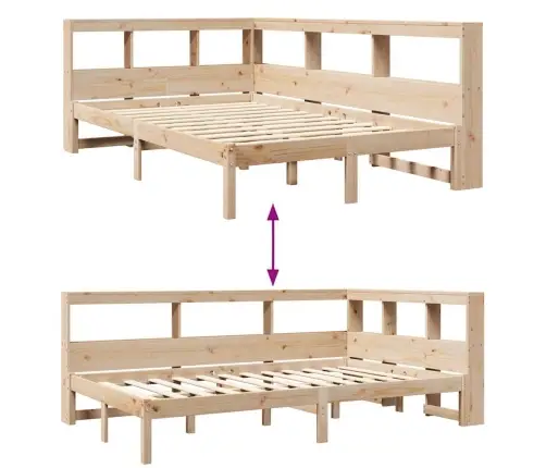 Gulta Ar Grāmatu Plauktu, Bez Matrača, 120X200 Cm, Priedes Koks Vidaxl