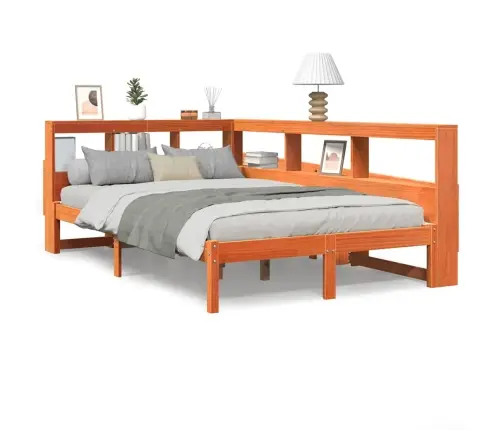 Gulta Ar Grāmatu Plauktu, Bez Matrača, 120X200 Cm, Priedes Koks Vidaxl