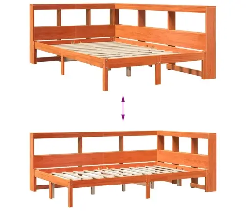 Gulta Ar Grāmatu Plauktu, Bez Matrača, 120X200 Cm, Priedes Koks Vidaxl