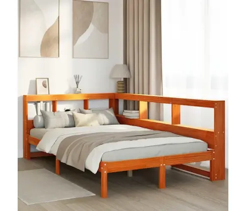 Gulta Ar Grāmatu Plauktu, Bez Matrača, 120X200 Cm, Priedes Koks Vidaxl