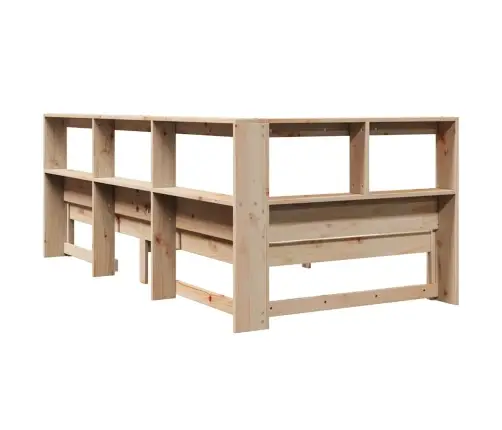 Gulta Ar Grāmatu Plauktu, Bez Matrača, 90X200 Cm, Priedes Koks Vidaxl