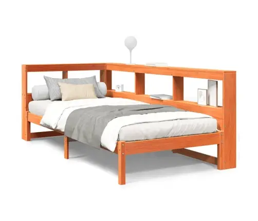 Gulta Ar Grāmatu Plauktu, Bez Matrača, 90X200 Cm, Priedes Koks Vidaxl