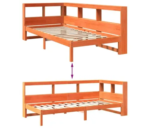 Gulta Ar Grāmatu Plauktu, Bez Matrača, 90X200 Cm, Priedes Koks Vidaxl