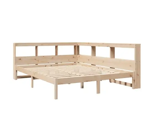 Gulta Ar Grāmatu Plauktu, Bez Matrača, 135X190 Cm, Priedes Koks Vidaxl