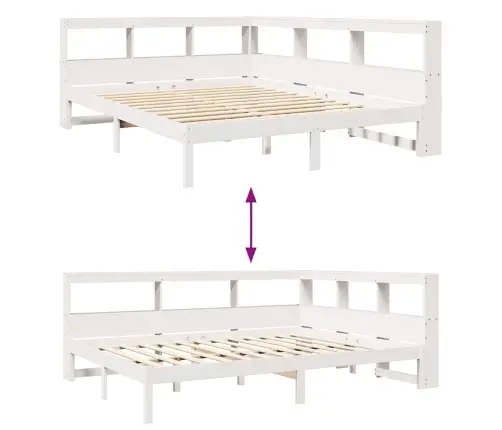 Lova Su Knygų Spinta Be Čiužinio, Balta, 135X190cm Pušis