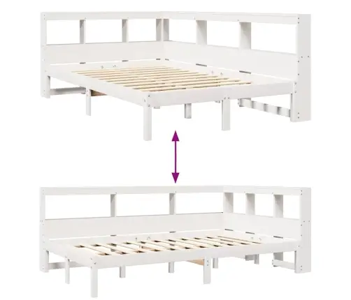 Gulta Ar Grāmatu Plauktu, Bez Matrača, 120X190 Cm, Priedes Koks Vidaxl