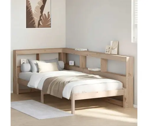 Riiuliga Voodi Ilma Madratsita, 90 X 190 cm Männipuit