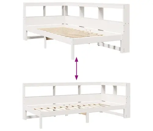 Gulta Ar Grāmatu Plauktu, Bez Matrača, 75X190 Cm, Priedes Koks Vidaxl