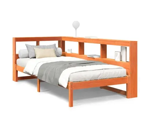 Gulta Ar Grāmatu Plauktu, Bez Matrača, 75X190 Cm, Priede Vidaxl