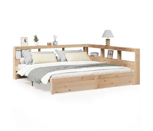 Lova Su Knygų Spinta Be Čiužinio, 200X200cm Pušies Masyvas