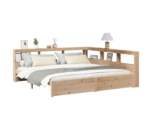 Lova Su Knygų Spinta Be Čiužinio, 200X200cm Pušies Masyvas