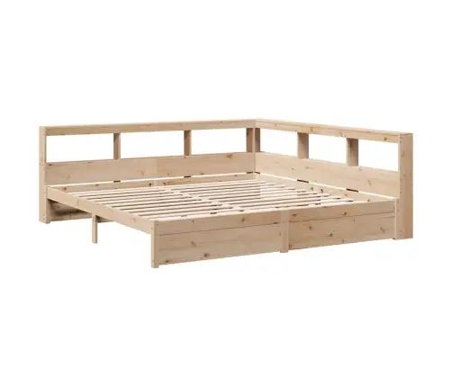 Lova Su Knygų Spinta Be Čiužinio, 200X200cm Pušies Masyvas