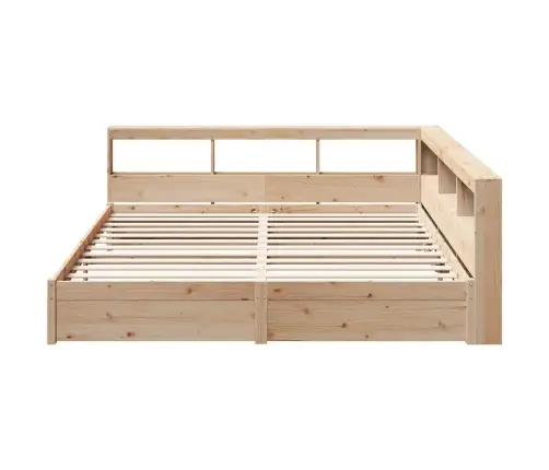 Lova Su Knygų Spinta Be Čiužinio, 200X200cm Pušies Masyvas