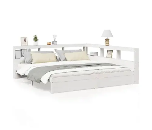 Gulta Ar Grāmatu Plauktu, Bez Matrača, 200X200 Cm, Priedes Koks Vidaxl