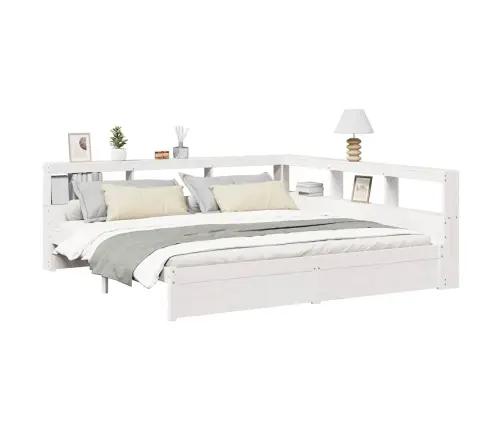 Gulta Ar Grāmatu Plauktu, Bez Matrača, 200X200 Cm, Priedes Koks Vidaxl