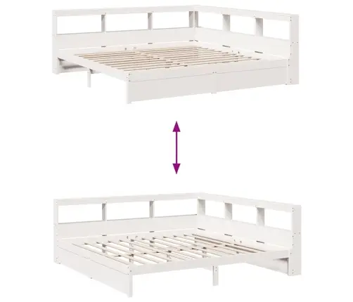 Gulta Ar Grāmatu Plauktu, Bez Matrača, 200X200 Cm, Priedes Koks Vidaxl