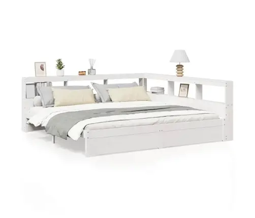 Gulta Ar Grāmatu Plauktu, Bez Matrača, 160X200 Cm, Priedes Koks Vidaxl