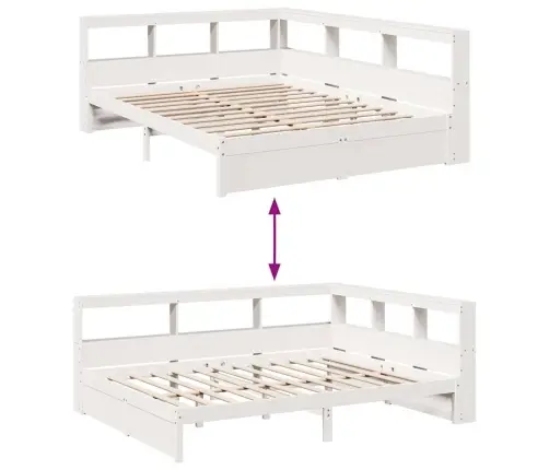 Lova Su Knygų Spinta Be Čiužinio, Balta, 160X200cm Pušis