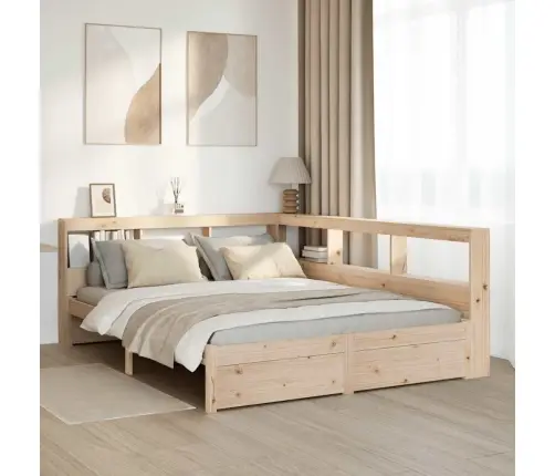 Lova Su Knygų Spinta Be Čiužinio, 150X200cm Pušies Masyvas