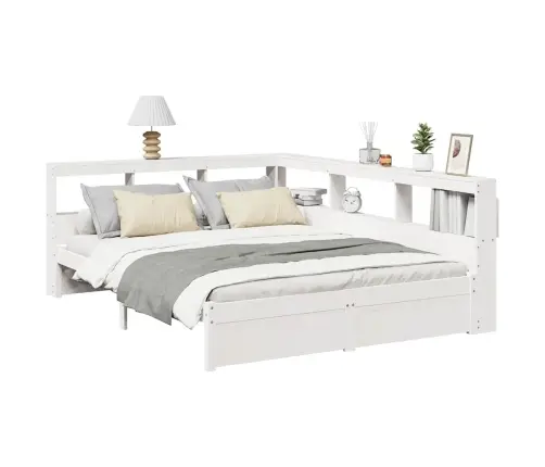 Gulta Ar Grāmatu Plauktu, Bez Matrača, 150X200 Cm, Priedes Koks Vidaxl