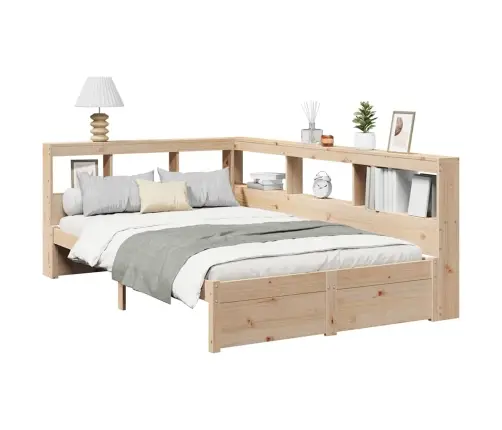 Lova Su Knygų Spinta Be Čiužinio, 120X200cm Pušies Masyvas