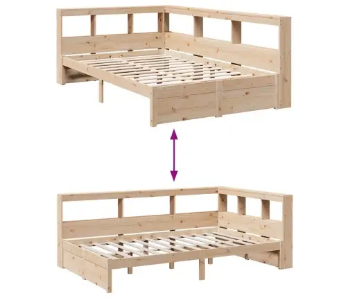 Lova Su Knygų Spinta Be Čiužinio, 120X200cm Pušies Masyvas