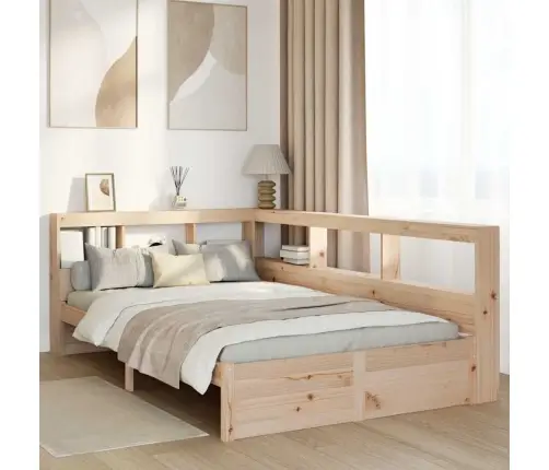 Lova Su Knygų Spinta Be Čiužinio, 120X200cm Pušies Masyvas