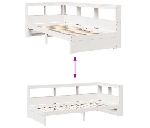 Gulta Ar Grāmatu Plauktu, Bez Matrača, 90X200 Cm, Priedes Koks Vidaxl