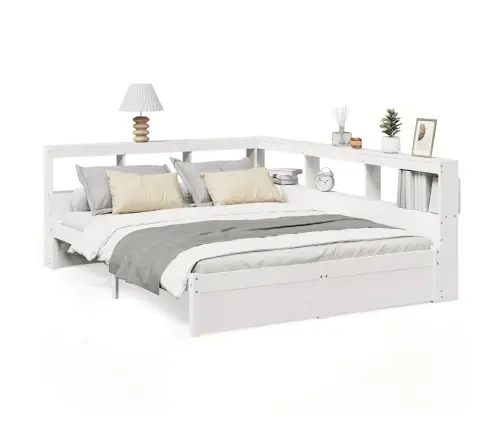 Riiuliga Voodiraam Ilma Madratsita, Valge, 140X190cm Männipuit