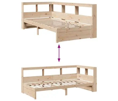 Gulta Ar Grāmatu Plauktu, Bez Matrača, 90X190 Cm, Priedes Koks Vidaxl