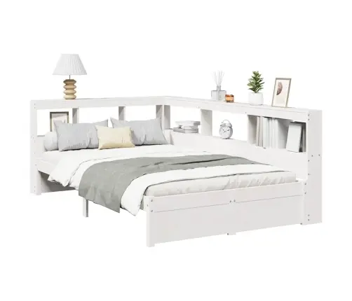 Lova Su Knygų Spinta Be Čiužinio, Balta, 90X190cm Pušis